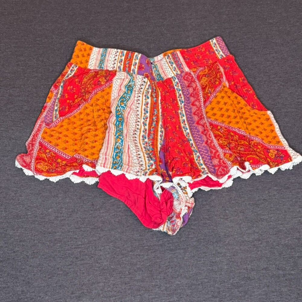 Bohemian Patchwork Orange & Red Women's Shorts